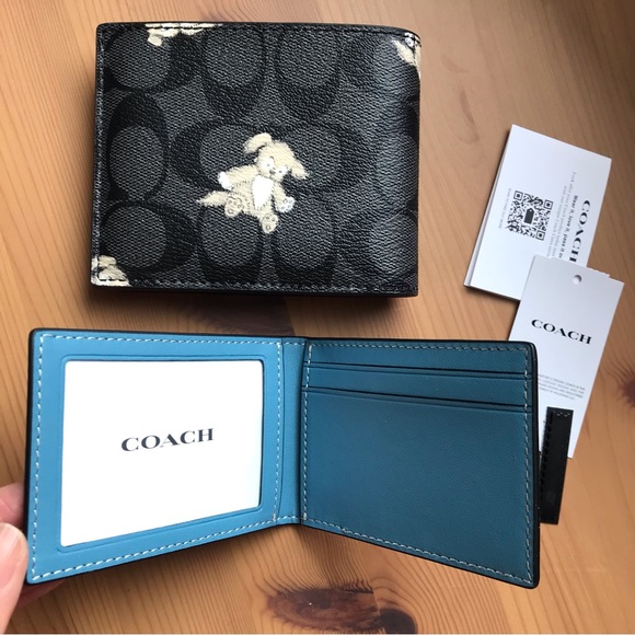 🐶 ❤️ Coach 3 In 1 Wallet In Signature Canvas With Happy Dog Print - Picture 2 of 10